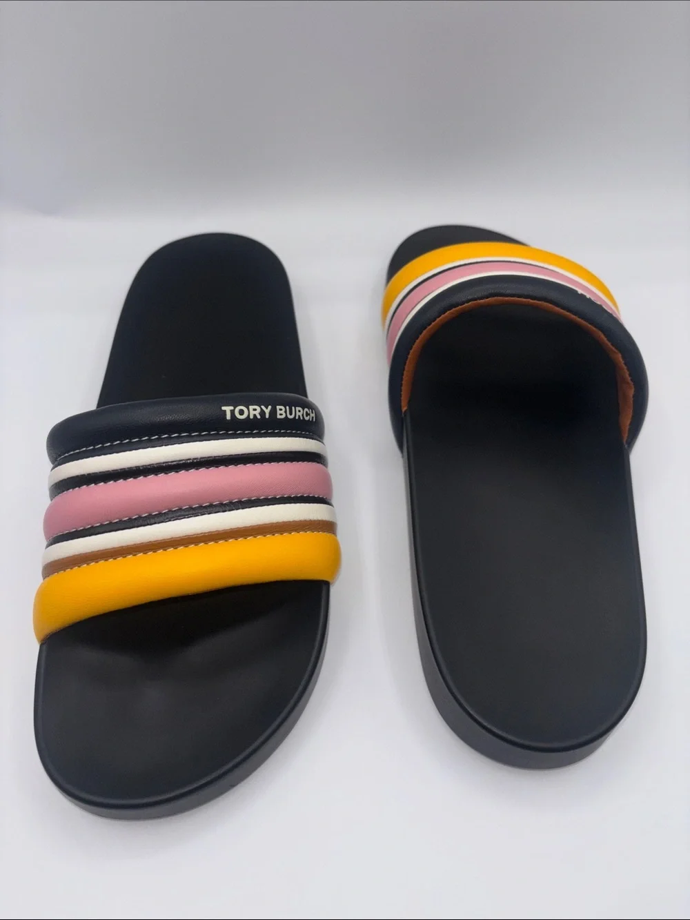 Tory Burch Quilted Nappa Black Leather Slide Sandals